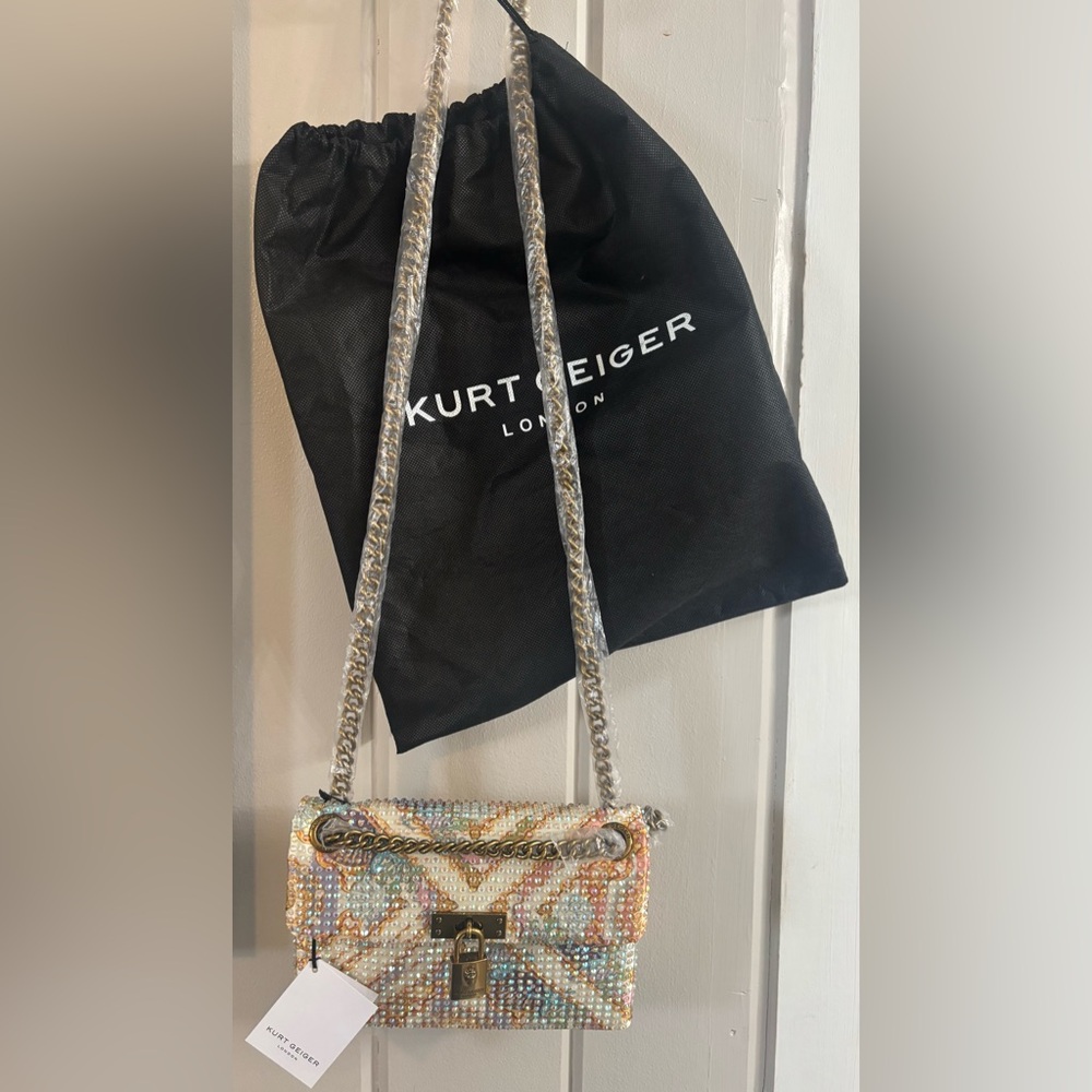 Kurt Geiger NWT The Brixton Seascape Iridescent Studded Bag W/Dustbag.